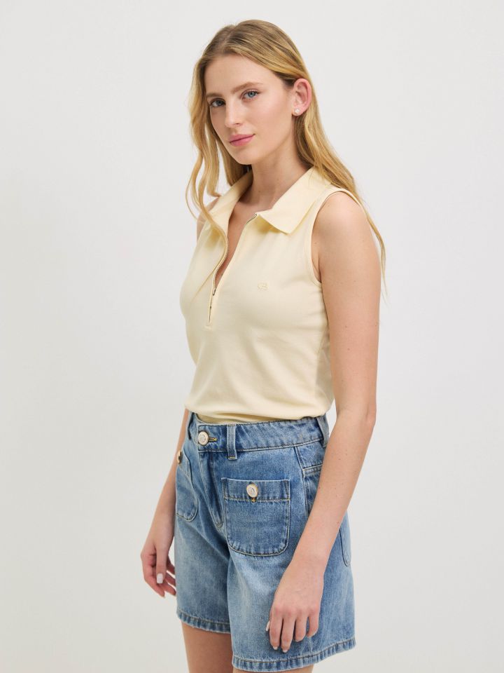 חולצה צוארון רוכסן PROMO בצבע לימון