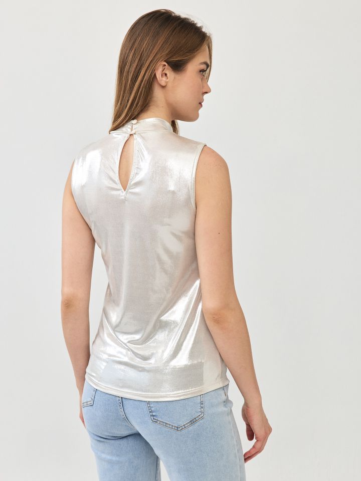 חולצה לורקס פתח מסובב בצבע בייז’