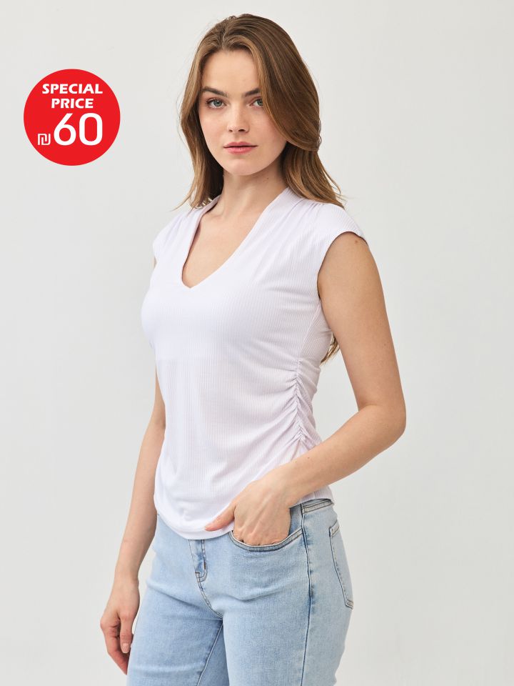 חולצה ריב  MIAMI PROMO בצבע לבן