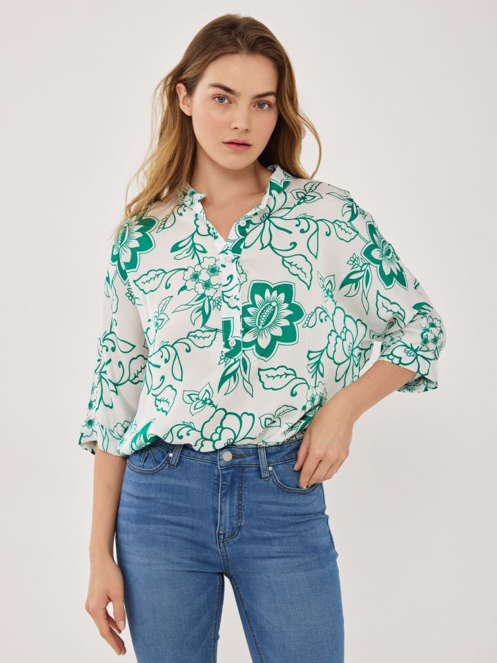 חולצה שינה דפוס עטלף בצבע ירוק