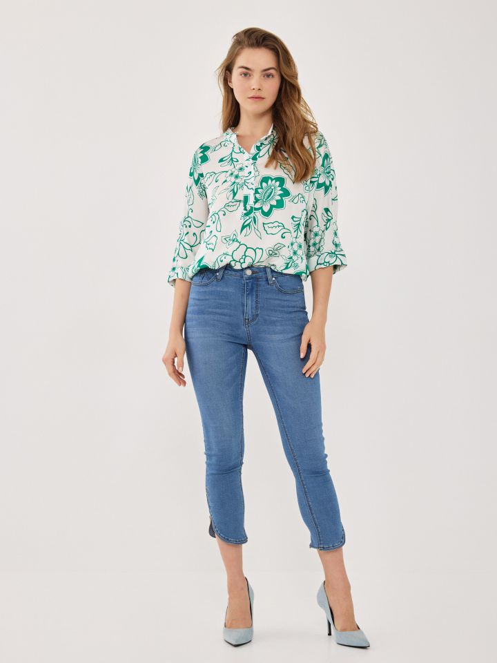 חולצה שינה דפוס עטלף בצבע ירוק