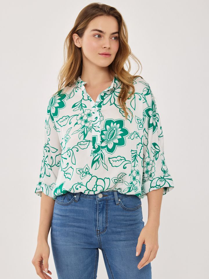 חולצה שינה דפוס עטלף בצבע ירוק