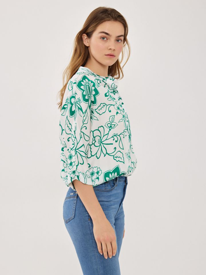 חולצה שינה דפוס עטלף בצבע ירוק