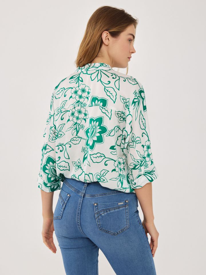 חולצה שינה דפוס עטלף בצבע ירוק