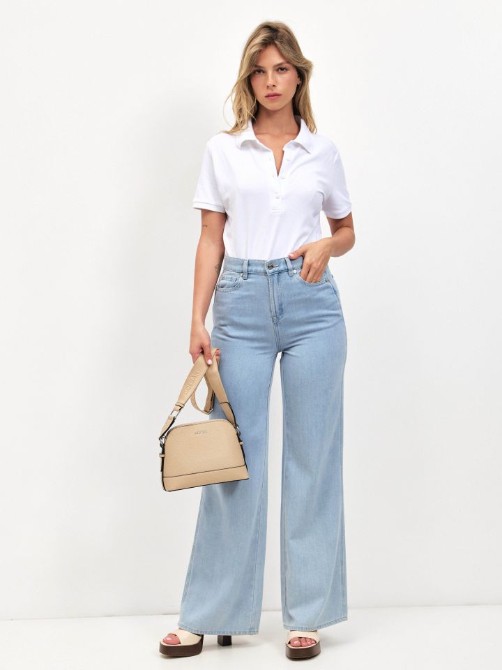 חולצה פיקה צוארון PROMO בצבע לבן