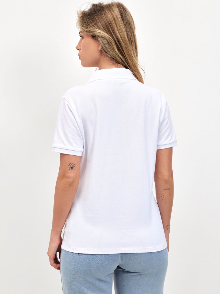 חולצה פיקה צוארון PROMO בצבע לבן