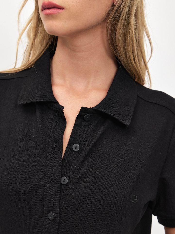 חולצה פיקה צוארון PROMO בצבע שחור