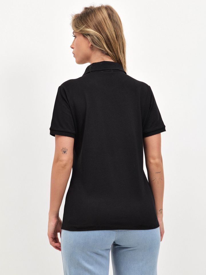 חולצה פיקה צוארון PROMO בצבע שחור