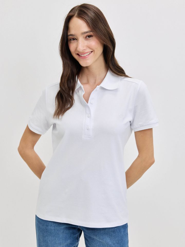 חולצה צוארון PROMO בצבע לבן