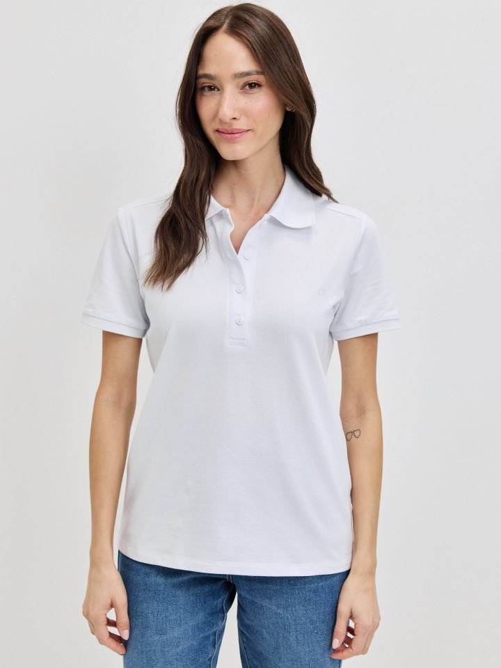 חולצה צוארון PROMO בצבע לבן