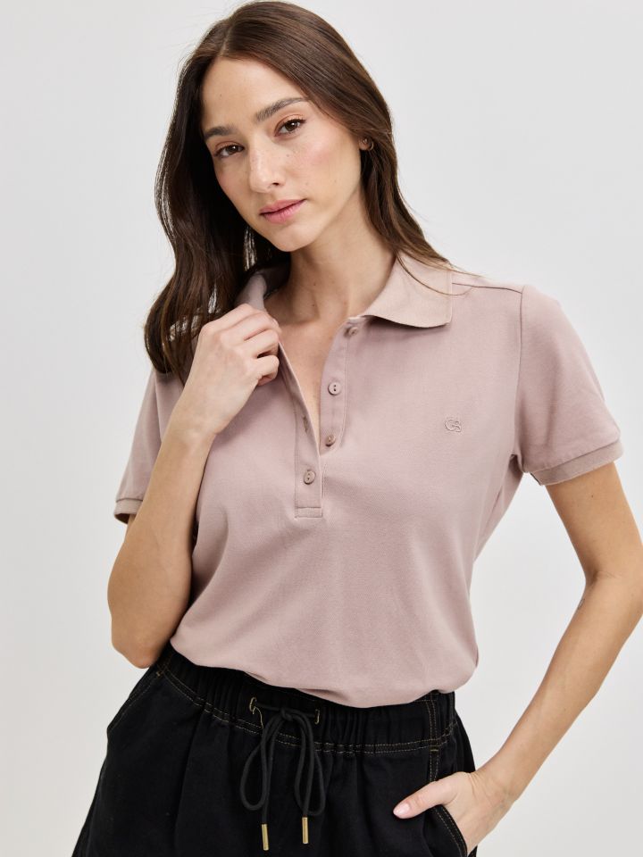 חולצה צוארון PROMO בצבע מוקה