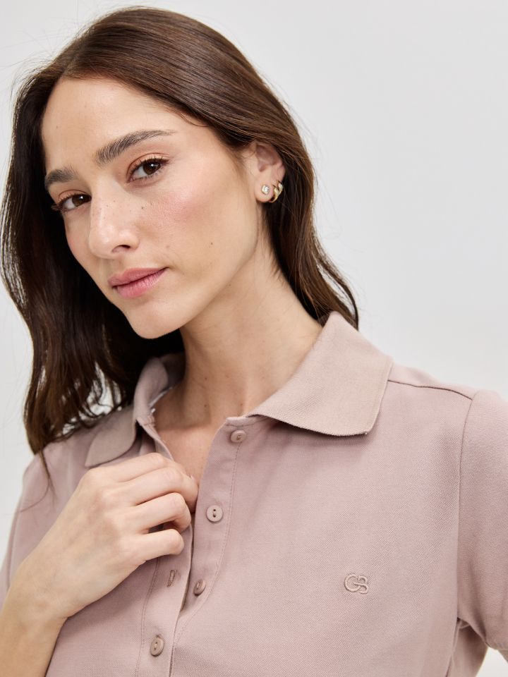 חולצה צוארון PROMO בצבע מוקה