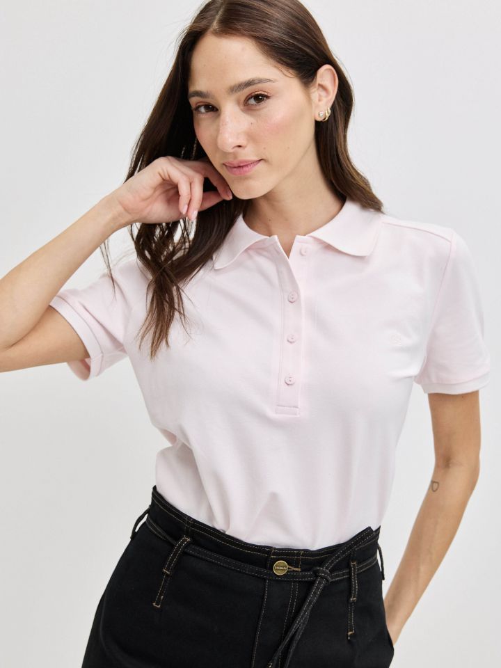 חולצה צוארון PROMO בצבע ורוד