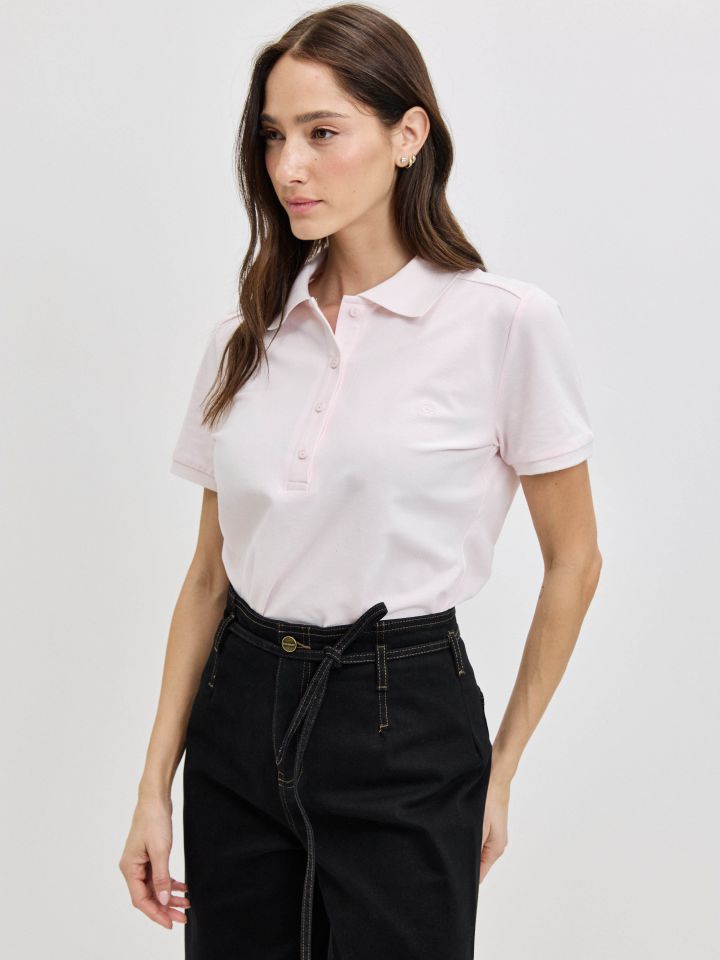 חולצה צוארון PROMO בצבע ורוד