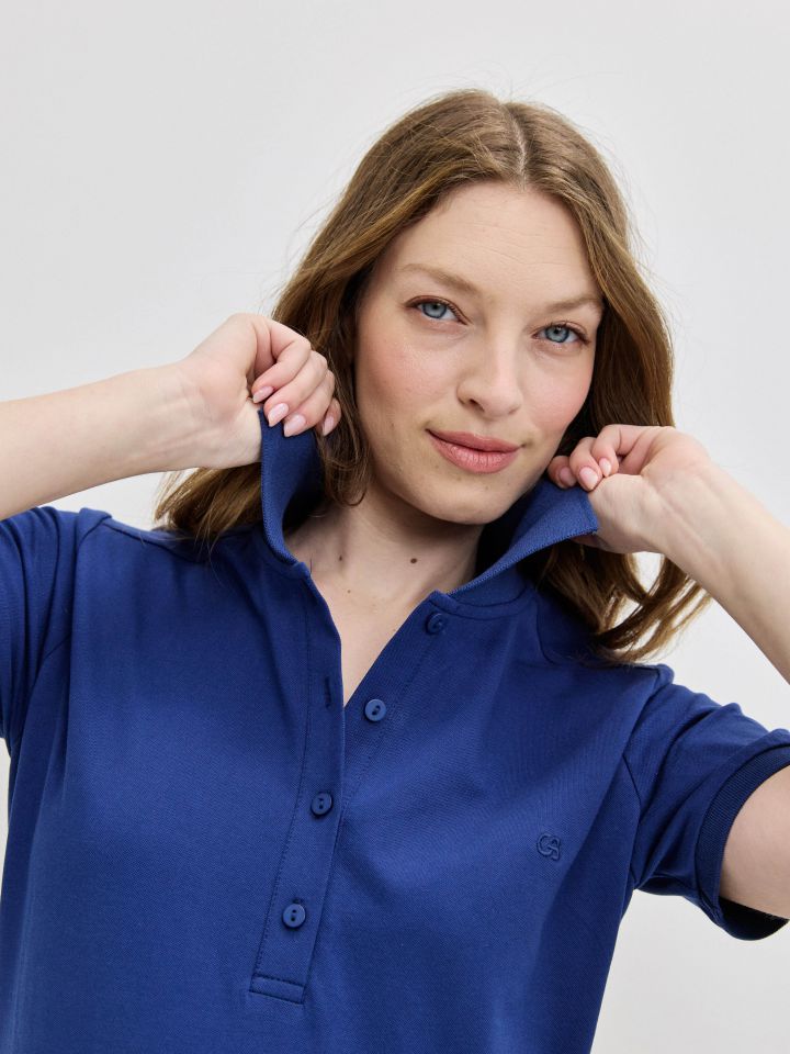 חולצה צוארון PROMO בצבע כחול אינדיגו