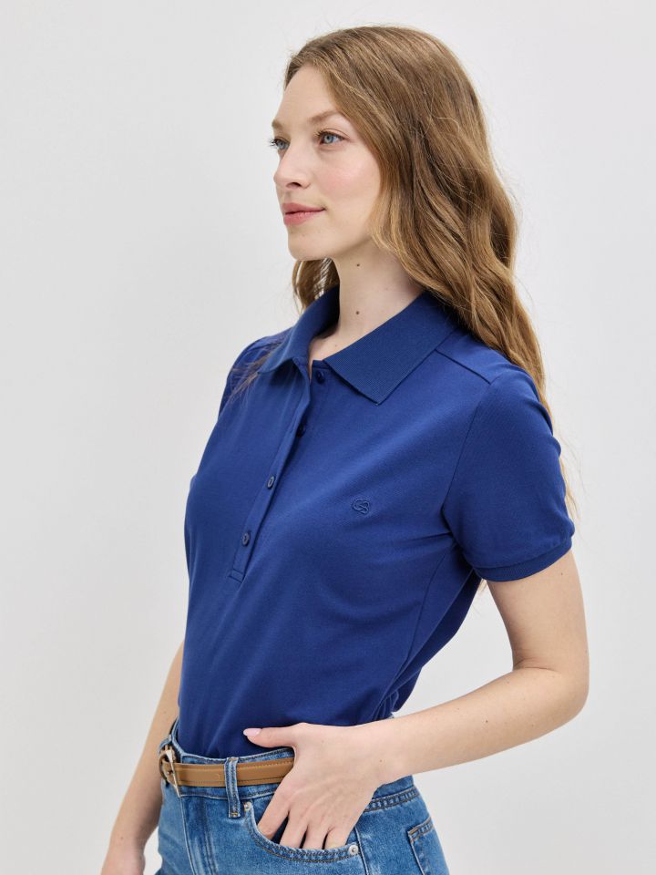 חולצה צוארון PROMO בצבע כחול אינדיגו