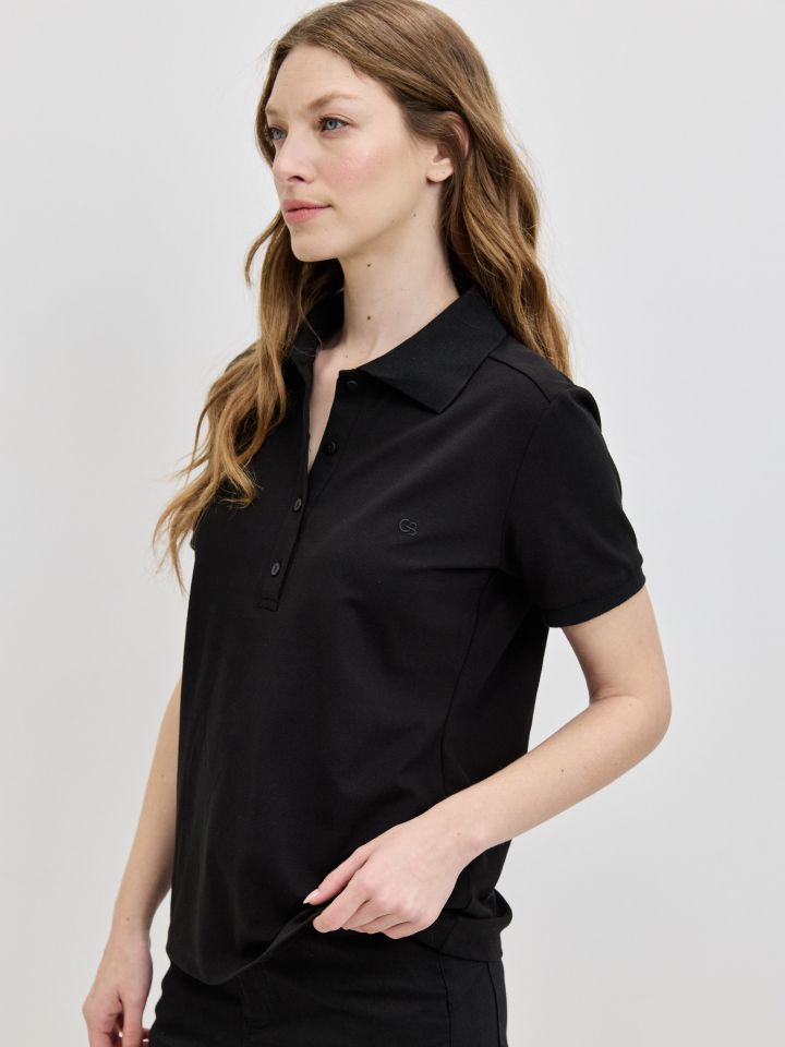 חולצה צוארון PROMO בצבע שחור