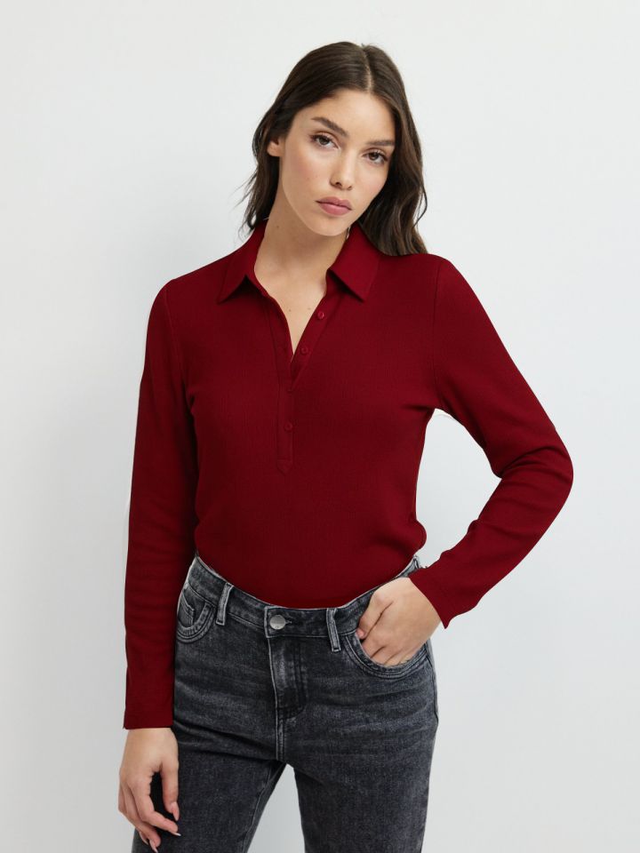 חולצה ריב שינה PROMO בצבע בורדו