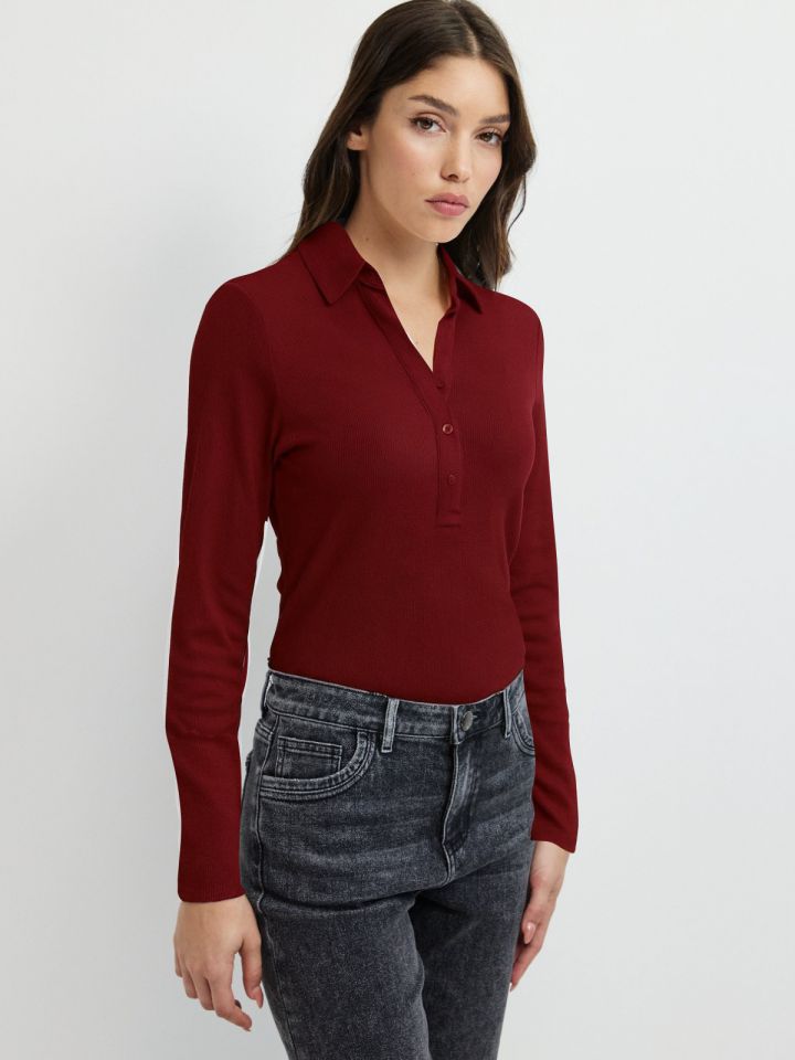 חולצה ריב שינה PROMO בצבע בורדו