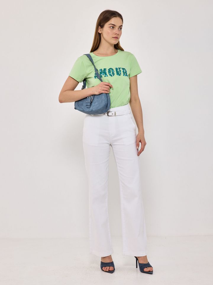 חולצה AMOUR ריקמות PROMO בצבע ירוק אניס