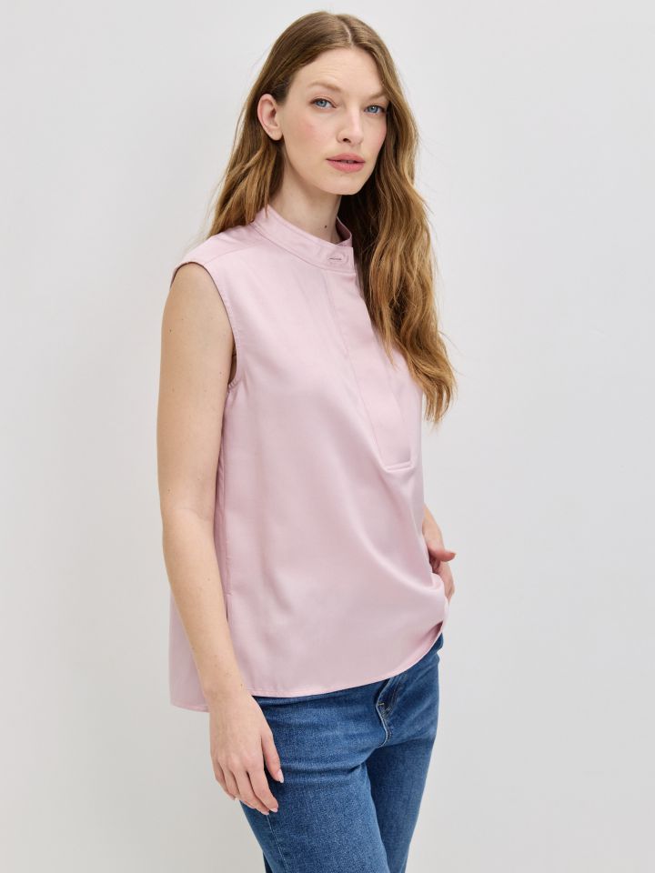 חולצה סטן שינה PROMO בצבע ורוד