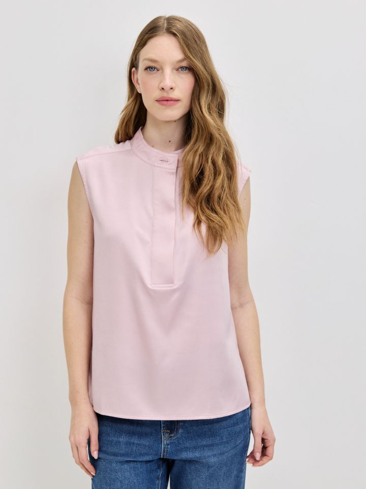 חולצה סטן שינה PROMO בצבע ורוד