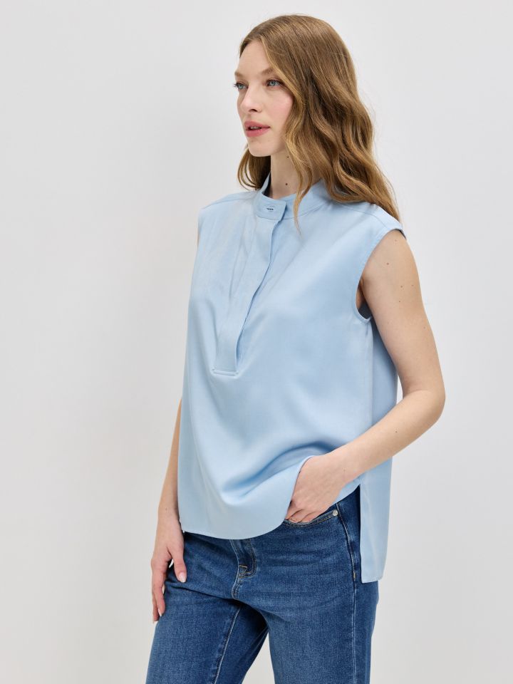 חולצה סטן שינה PROMO בצבע תכלת