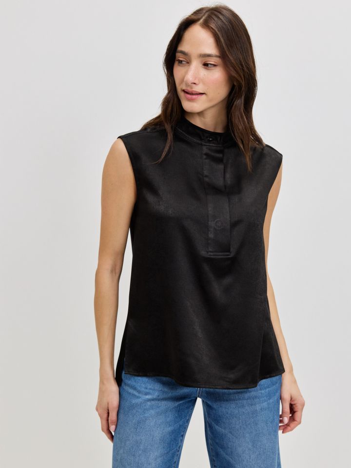 חולצה סטן שינה PROMO בצבע שחור