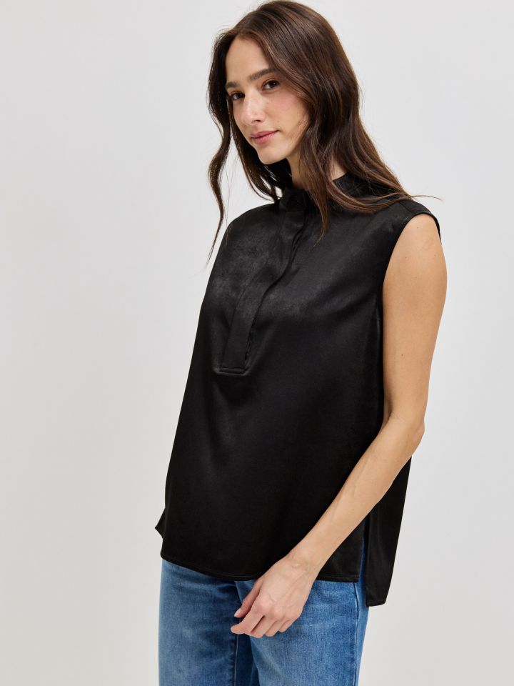 חולצה סטן שינה PROMO בצבע שחור