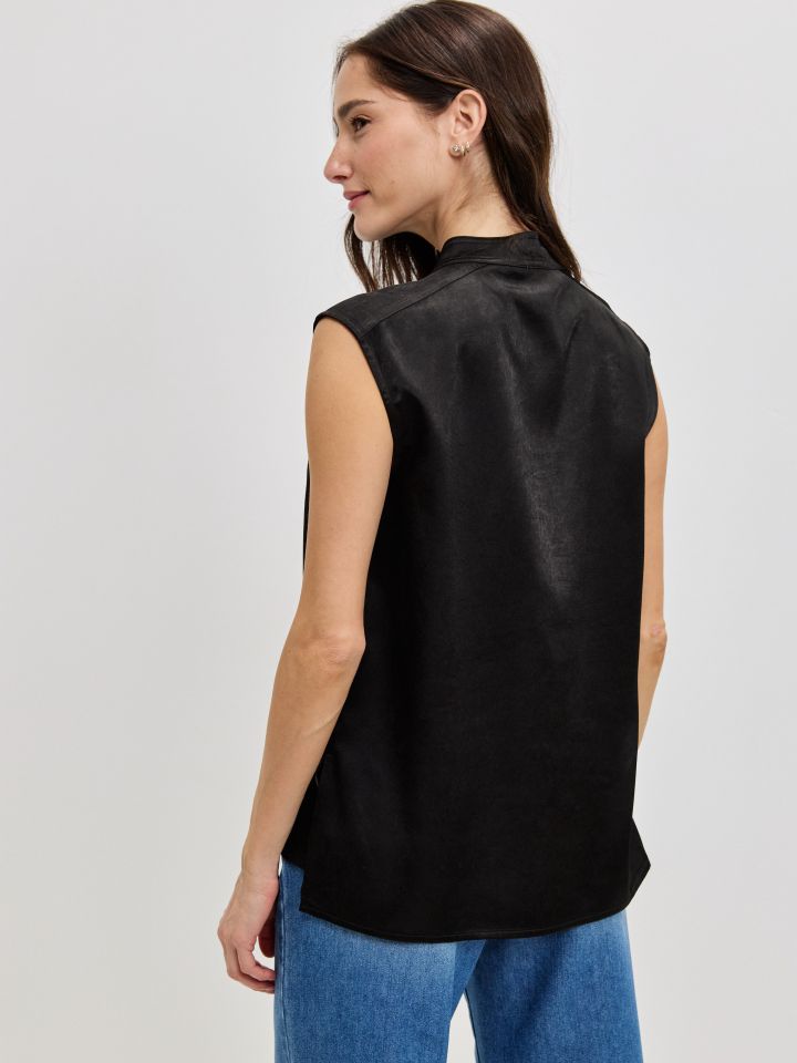 חולצה סטן שינה PROMO בצבע שחור