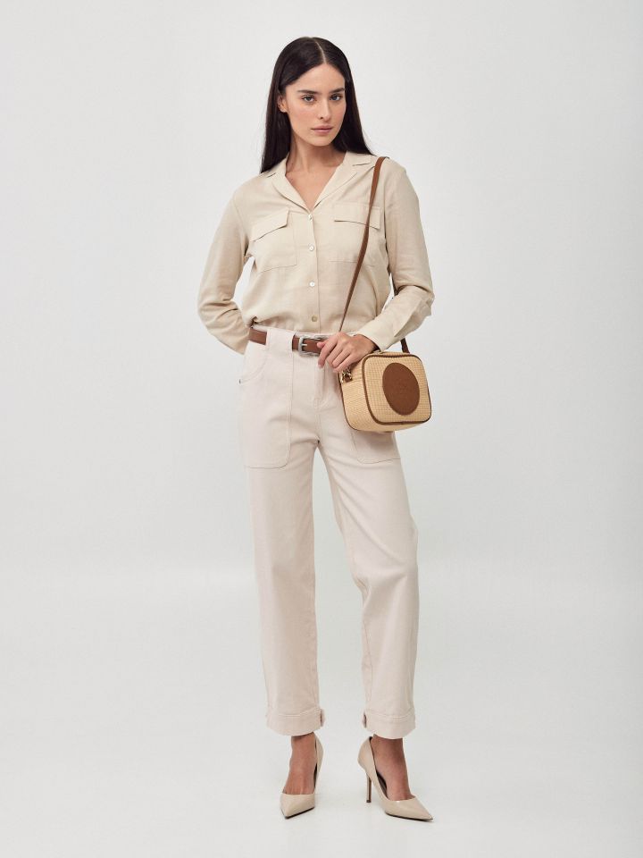 חולצה מראה  פישתן כיסים PROMO בצבע טיבעי