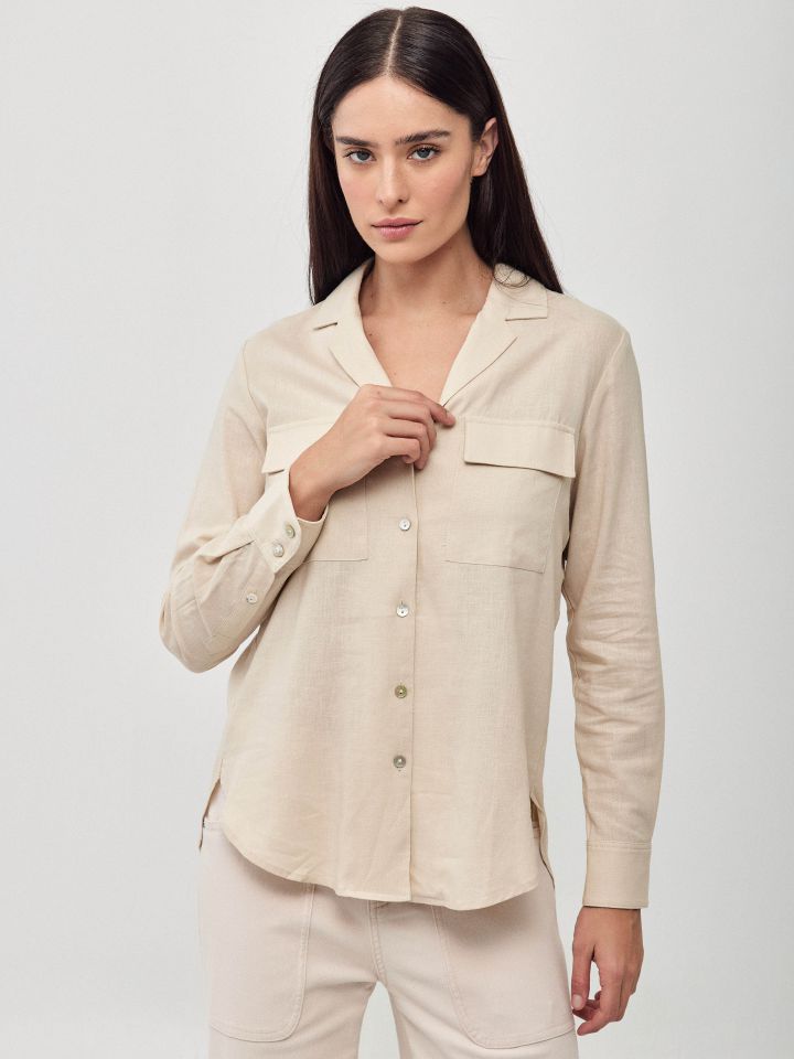 חולצה מראה  פישתן כיסים PROMO בצבע טיבעי