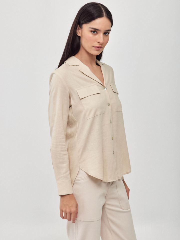 חולצה מראה  פישתן כיסים PROMO בצבע טיבעי