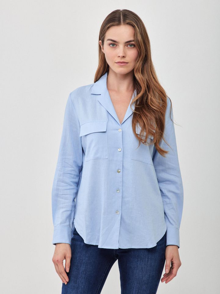 חולצה מראה  פישתן כיסים PROMO בצבע תכלת אורלי