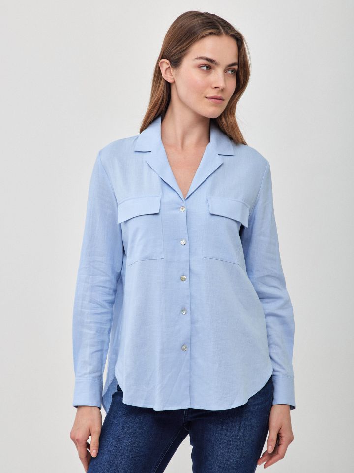 חולצה מראה  פישתן כיסים PROMO בצבע תכלת אורלי