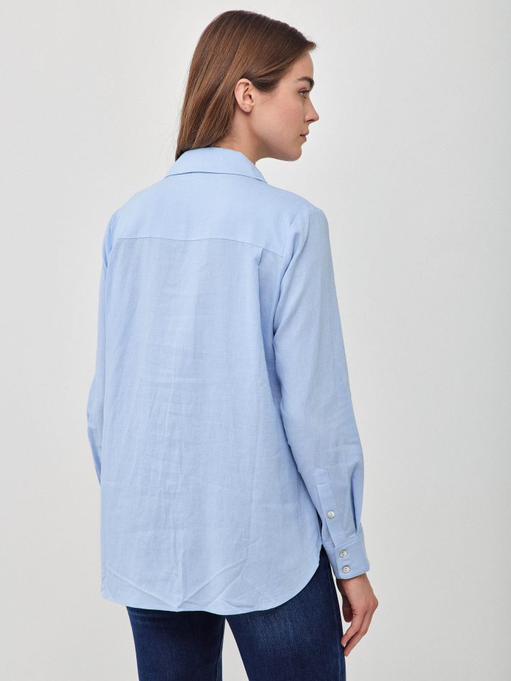 חולצה מראה  פישתן כיסים PROMO בצבע תכלת אורלי