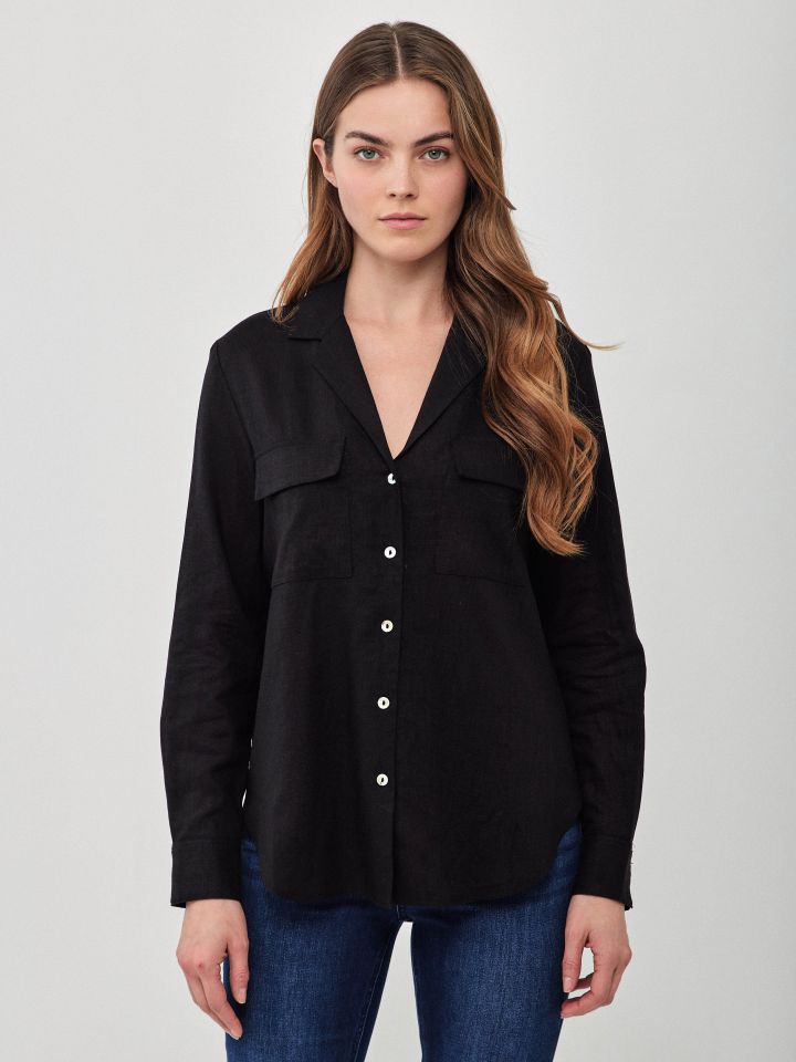 חולצה מראה  פישתן כיסים PROMO בצבע שחור