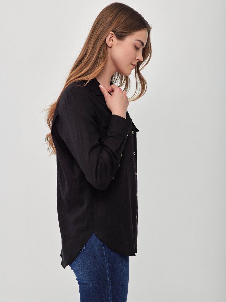 חולצה מראה  פישתן כיסים PROMO בצבע שחור