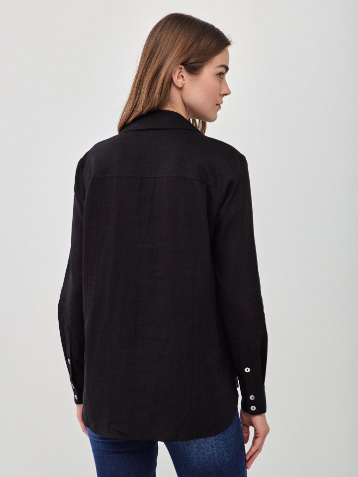 חולצה מראה  פישתן כיסים PROMO בצבע שחור