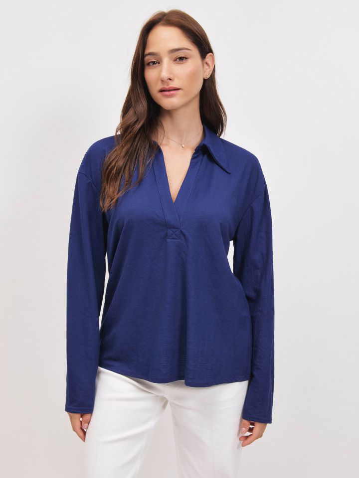 חולצה צוארון PROMO בצבע נייבי