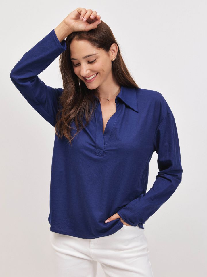 חולצה צוארון PROMO בצבע נייבי