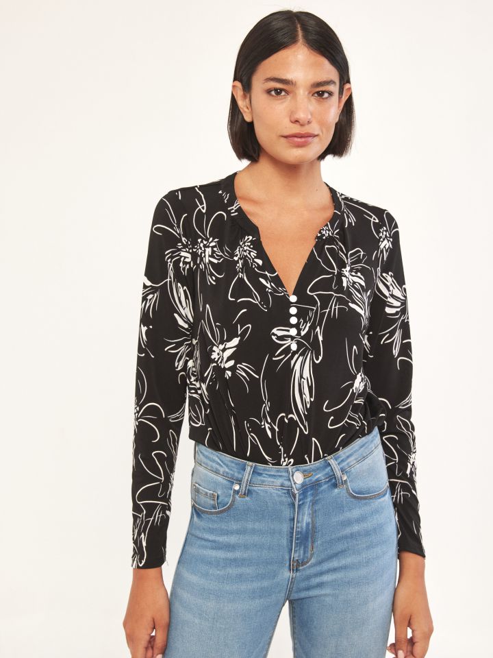 חולצה דפוס שינה  PROMO בצבע שחור