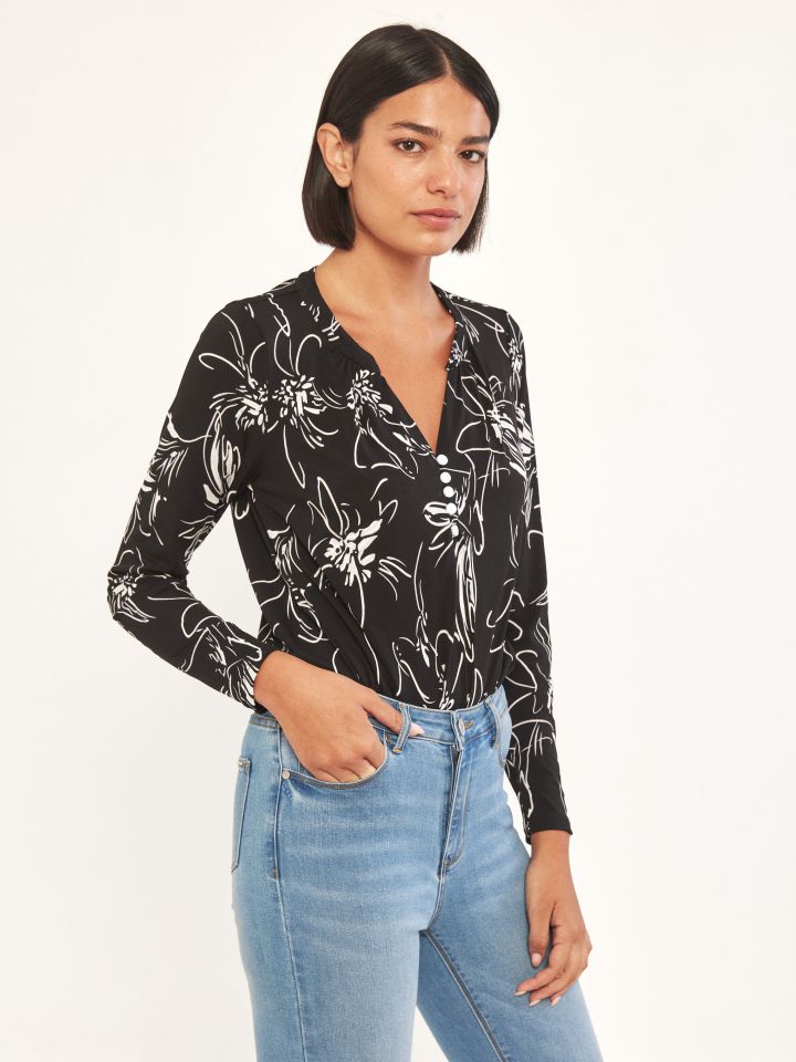 חולצה דפוס שינה  PROMO בצבע שחור