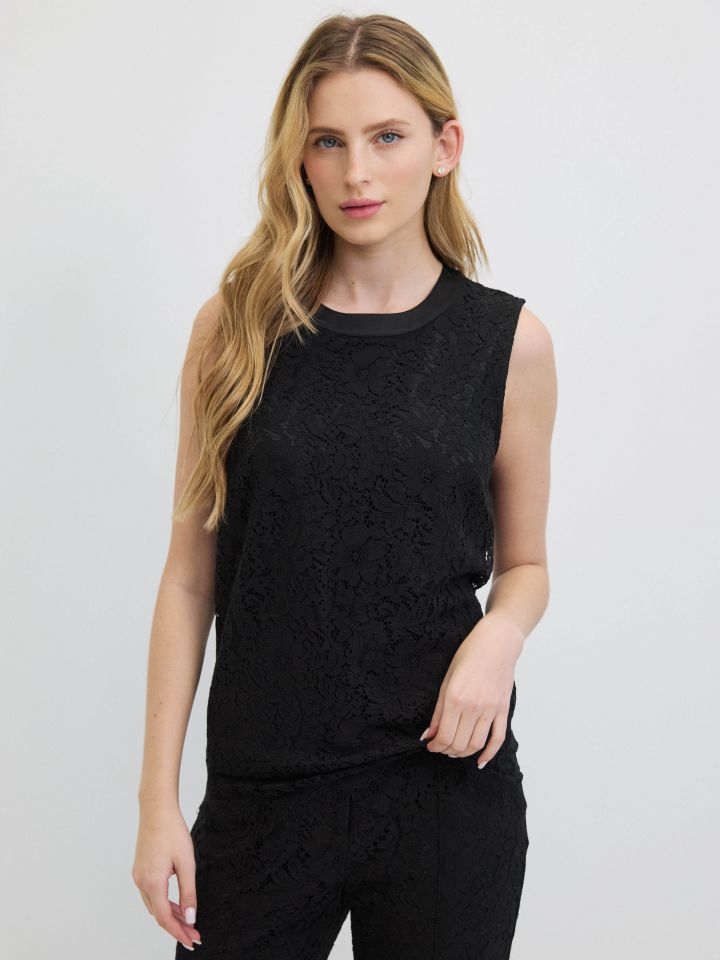 חולצה תחרה בצבע שחור