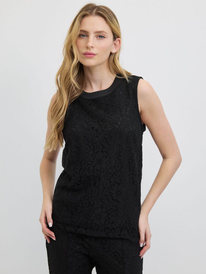 חולצה תחרה בצבע שחור