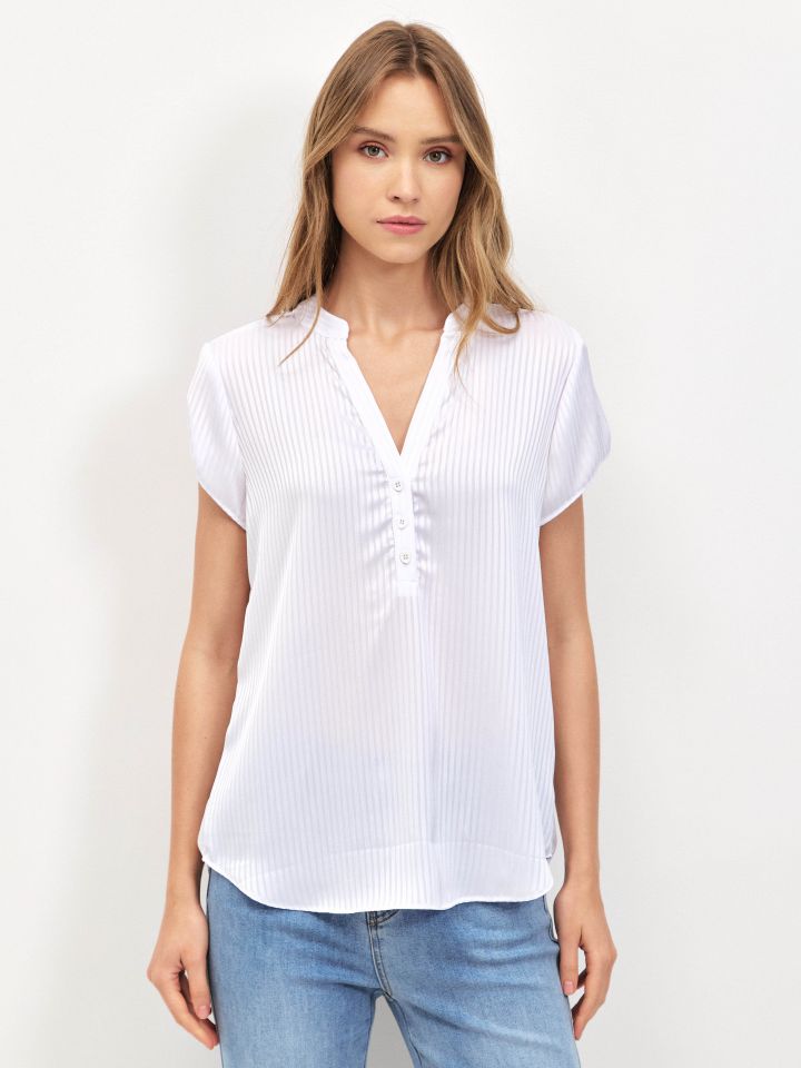 חולצה פסים שינה ללא שרוול PROMO בצבע לבן