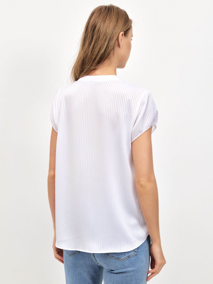 חולצה פסים שינה ללא שרוול PROMO בצבע לבן