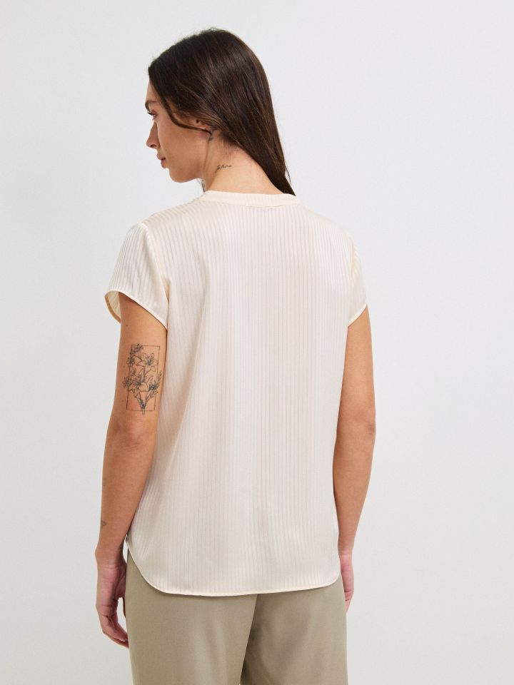 חולצה פסים שינה ללא שרוול PROMO בצבע בייז’