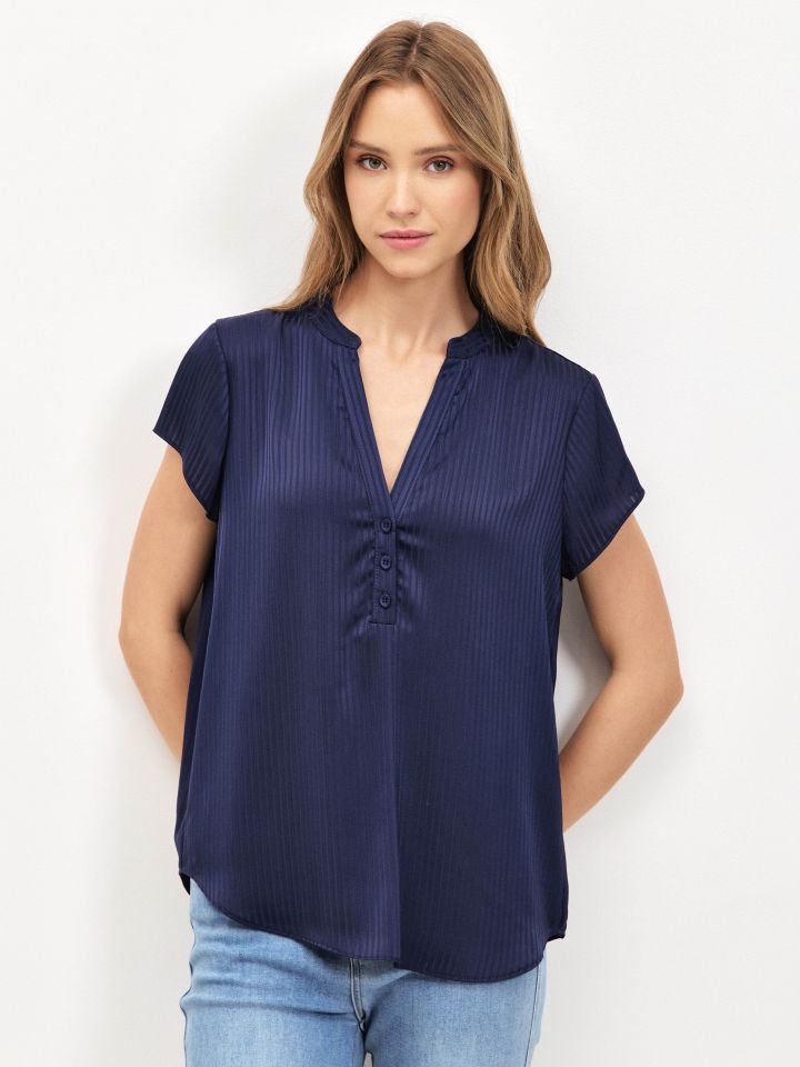 חולצה פסים שינה ללא שרוול PROMO בצבע נייבי