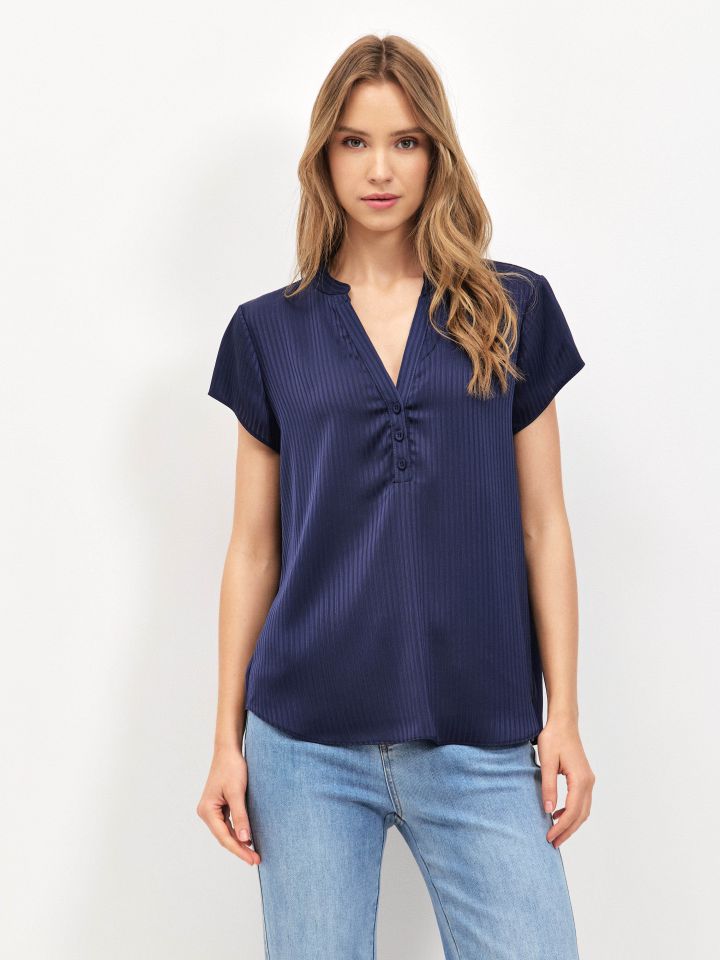 חולצה פסים שינה ללא שרוול PROMO בצבע נייבי